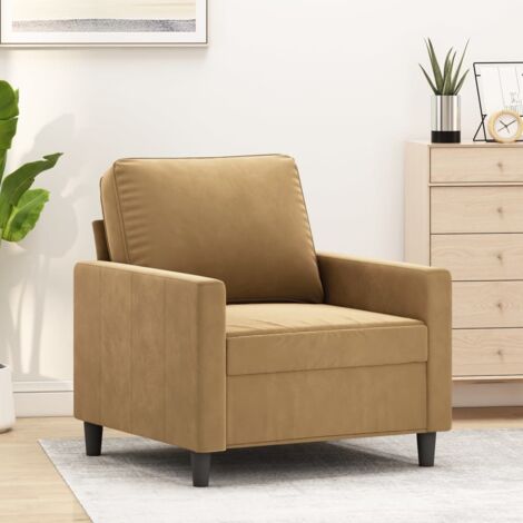 Sillón de terciopelo marrón 60 cm vidaXL (1/5)