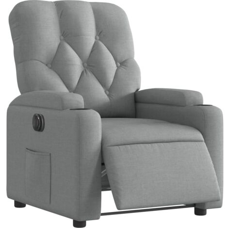 Sillón reclinable eléctrico tela gris claro vidaXL