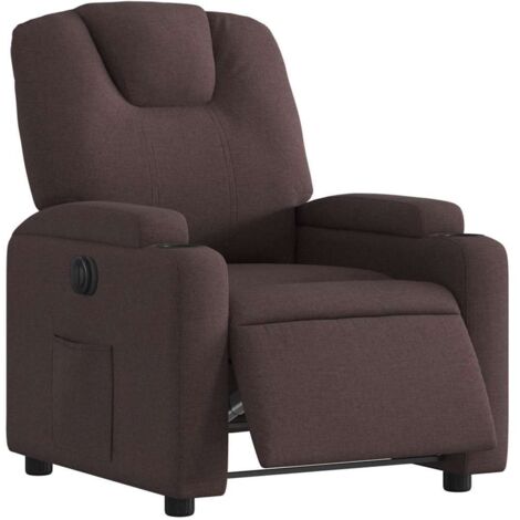 Sillón reclinable eléctrico tela marrón oscuro vidaXL