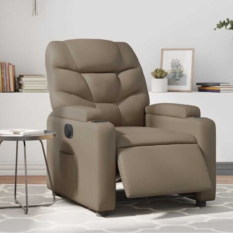 Sillón reclinable eléctrico de cuero sintético color capuchino vidaXL
