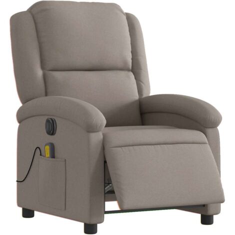 Sillón reclinable de masaje eléctrico tela gris taupe vidaXL