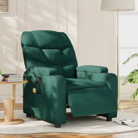Sillón reclinable de masaje eléctrico tela verde oscuro vidaXL