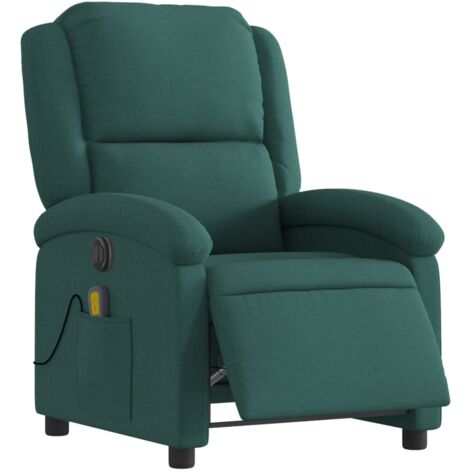 Sillón reclinable de masaje eléctrico tela verde oscuro vidaXL