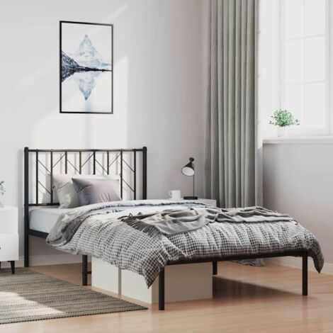 Estructura cama sin colchón con cabecero metal negro 100x200 cm vidaXL (1/5)