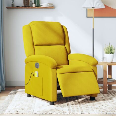 Sillón reclinable de masaje eléctrico terciopelo amarillo vidaXL