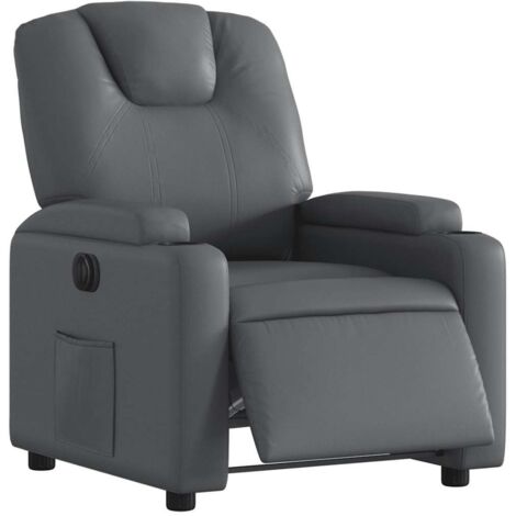 Sillón reclinable eléctrico de cuero sintético gris vidaXL
