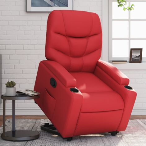 Sillón reclinable elevable cuero artificial rojo vidaXL