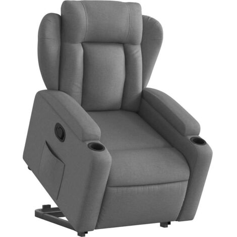 Sillón reclinable elevable de tela gris oscuro vidaXL (1/5)