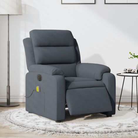 Sillón reclinable de masaje eléctrico terciopelo gris oscuro vidaXL