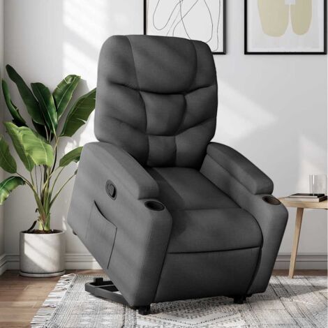 Sillón reclinable elevable de tela gris oscuro vidaXL (1/5)