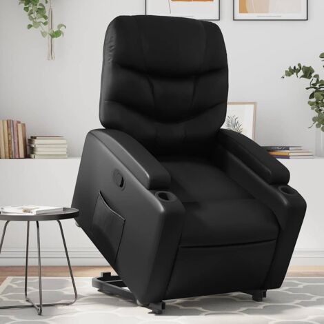 Sillón reclinable elevable cuero artificial negro vidaXL