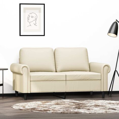 Sofá de 2 plazas de cuero sintético color crema 120 cm vidaXL