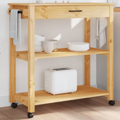 Carrito de cocina MONZA madera maciza de pino 84x40x88,5 cm vidaXL