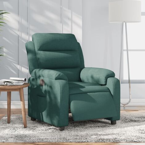 Sillón reclinable eléctrico tela verde oscuro vidaXL