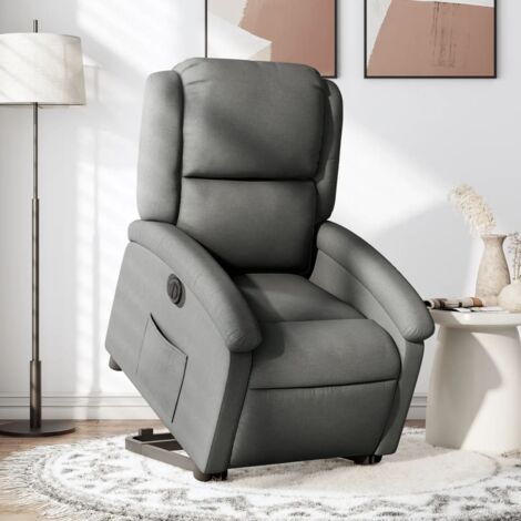 Sillón eléctrico reclinable elevable de tela gris oscuro vidaXL