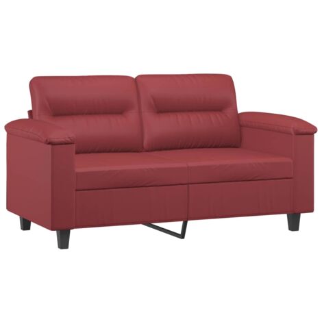 Sofá de 2 plazas de cuero sintético rojo vino 120 cm vidaXL