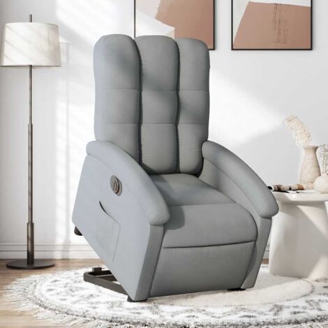 Sillón eléctrico reclinable elevable de tela gris claro vidaXL