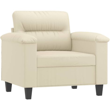 Sillón cuero sintético crema 60 cm vidaXL