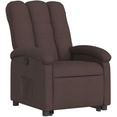 Sillón reclinable elevable tela marrón oscuro vidaXL