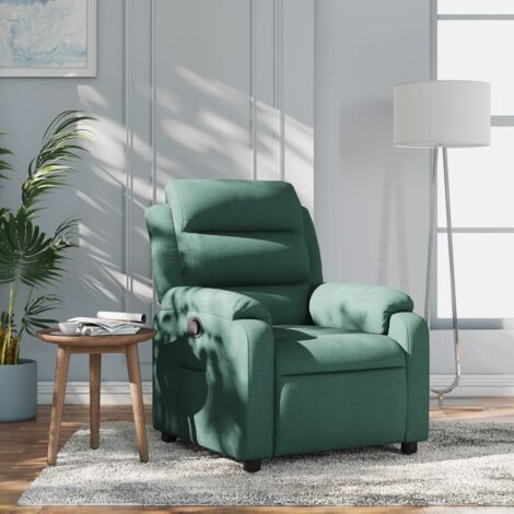 Sillón reclinable de tela verde oscuro vidaXL