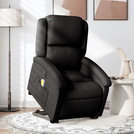 Sillón de masaje eléctrico reclinable elevable tela negro vidaXL