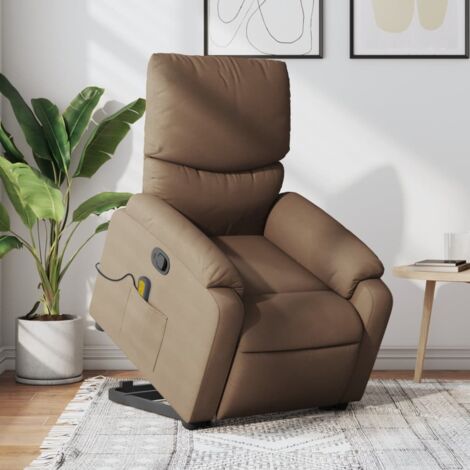 Silla de masaje reclinable de pie de tela marrón vidaXL (1/5)