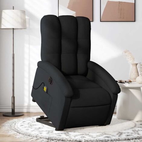 Sillón de masaje eléctrico reclinable elevable tela negro vidaXL