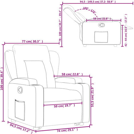 vidaXL Sillón orejero eléctrico reclinable cuero sintético capuchino