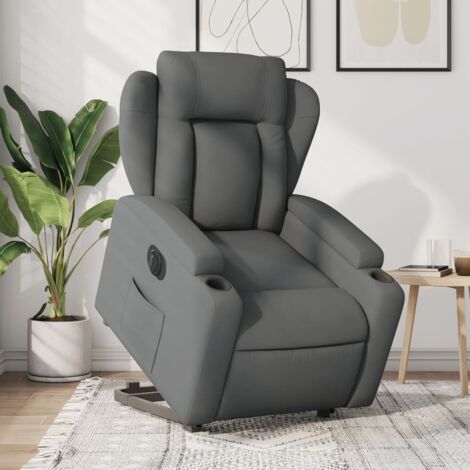 Sillón eléctrico reclinable elevable de tela gris oscuro vidaXL