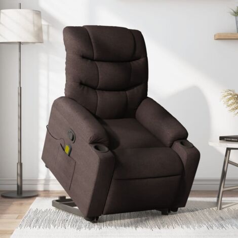 Silla de masaje reclinable de pie de tela marrón oscuro vidaXL (1/5)