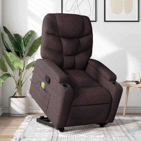 Silla de masaje reclinable de pie de tela marrón oscuro vidaXL (1/5)