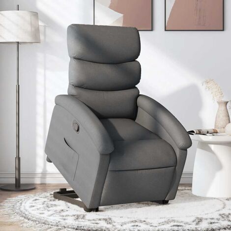 Sillón reclinable elevable de tela gris oscuro vidaXL (1/5)