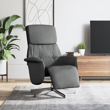 Sillón reclinable con reposapiés tela gris oscuro vidaXL