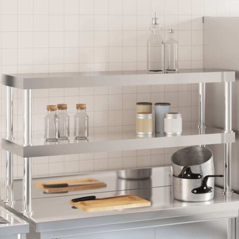 Estante sobre mesa de trabajo 2 pisos acero inox 110x30x65 cm vidaXL