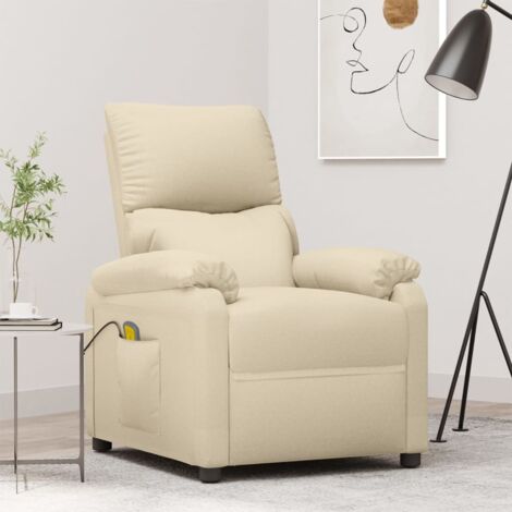 Sillón de masaje de tela color crema vidaXL