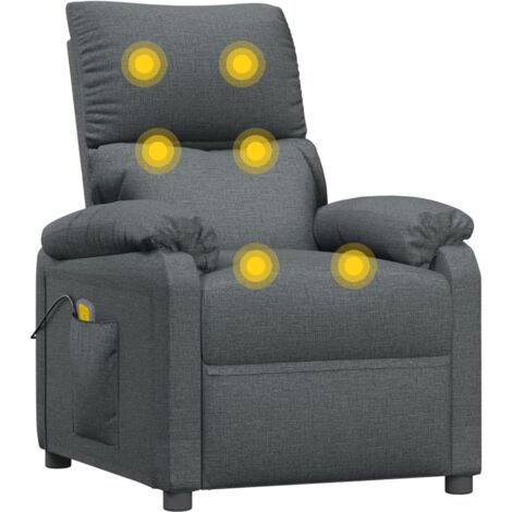Sillón de masaje de tela gris oscuro vidaXL
