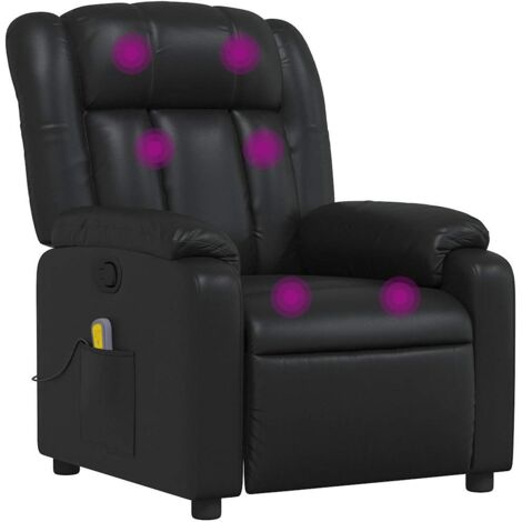 Sillón de masaje reclinable cuero sintético negro vidaXL