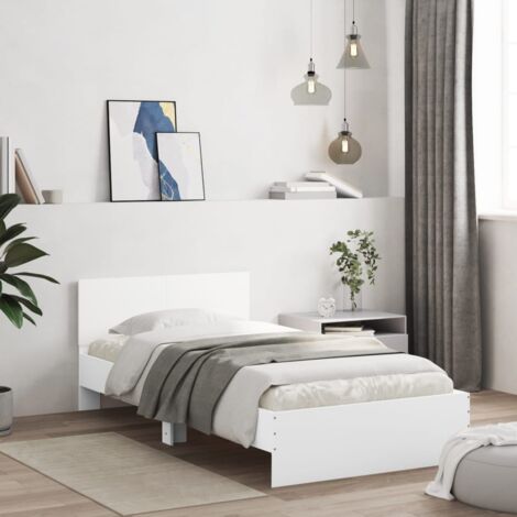 Estructura cama con cabecero madera ingeniería blanco 100x200cm vidaXL