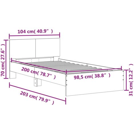 Estructura cama con cabecero madera ingeniería blanco 100x200cm vidaXL