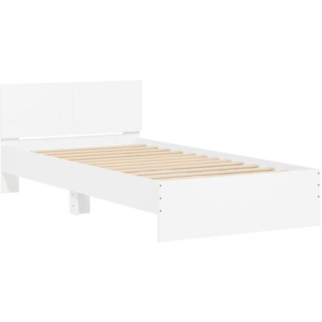 Estructura cama con cabecero madera ingeniería blanco 100x200cm vidaXL