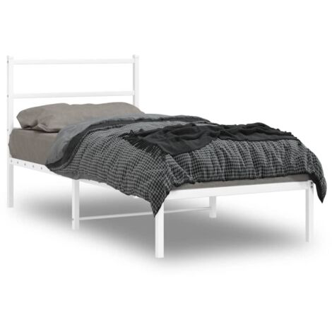 Estructura cama sin colchón con cabecero metal blanco 90x190 cm vidaXL (1/5)