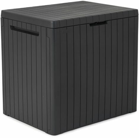 Arcón Jardín 114L Baúl Caja de Almacenaje con Tapa Cerradura Asas  Contenedor Carga 70kg para Patio Terraza Balcón 56 x 43 x 53cm - Costway