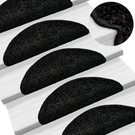 Alfombrillas para escaleras 15 unidades 56x17x3 cm Negro Semicircular vidaXL