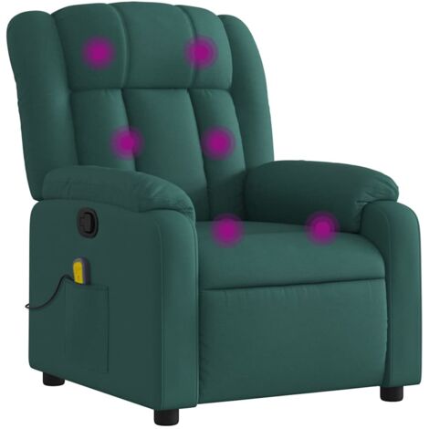 Sillón de masaje reclinable de tela verde oscuro vidaXL