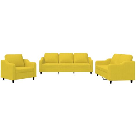 Juego de sofás con cojines 3 piezas tela amarillo claro vidaXL (1/5)