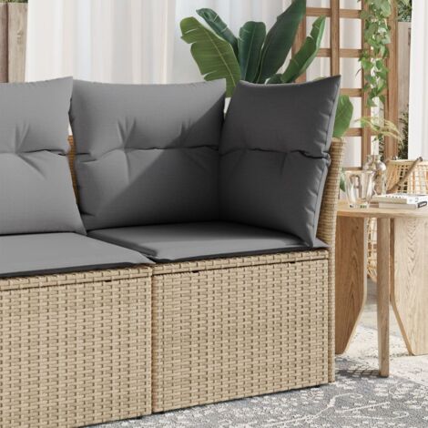 Silla de jardín sin reposabrazos con cojines ratán PE beige vidaXL