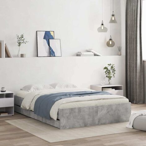 Cama con cajones madera de ingeniería gris hormigón 120x190 cm vidaXL