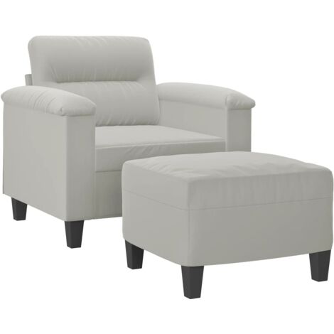 vidaXL Sillón con taburete reposapiés tela gris