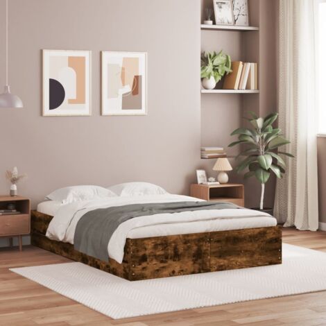 Cama con cajones madera de ingeniería roble ahumado 120x190 cm vidaXL