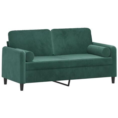 Sofá de 2 plazas con cojines terciopelo verde oscuro 140 cm vidaXL (1/5)